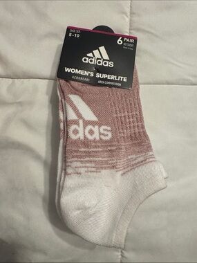 adidas Women's Superlite No-Show Socks - Dusty Pink & White
